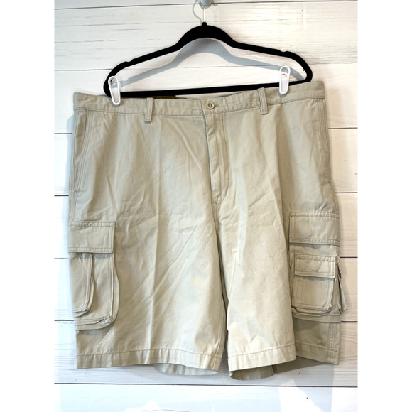 NWT Mens IZOD Antique Wash Utility Cargo Shorts Size 42 Flat Front Beige - Picture 1 of 8